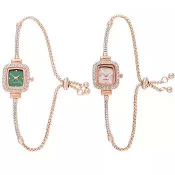 Женские часы-цепочка со стразами, браслет, наручные часы, кварцевые часы, подарок