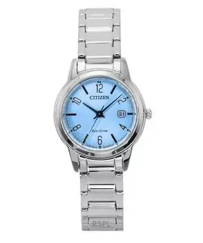 Женские часы Citizen Elegance Eco-Drive FE1241-71L из нержавеющей стали с голубым циферблатом светло-синий