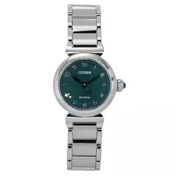 Женские часы Citizen L May Bell Mini Diamond Accent из нержавеющей стали с зеленым циферблатом Eco-Drive EM1130-83X зелёный