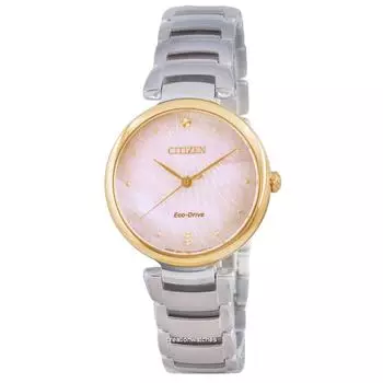 Женские часы Citizen Mother Of Pearl с двухцветным циферблатом из нержавеющей стали Eco-Drive EM0854-89Y мать жемчужного