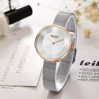 Женские часы Curren, золотые женские часы, классический браслет из нержавеющей стали, женские часы синий