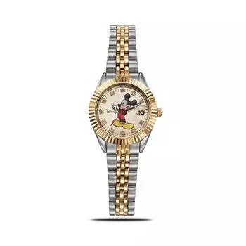 Женские часы Disney с изображением Микки Мауса, вневременные, с металлическим ремешком, 26 мм, OW619