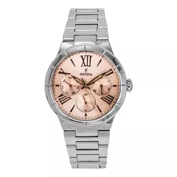 Женские часы Festina Boyfriend из нержавеющей стали, многофункциональные, с розовым циферблатом, кварцевые F16716-3 розовый