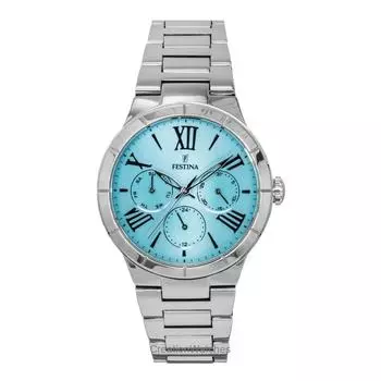 Женские часы Festina Boyfriend из нержавеющей стали, многофункциональные, с циферблатом цвета ледяного голубого, кварцевые F16716-4 светло-синий