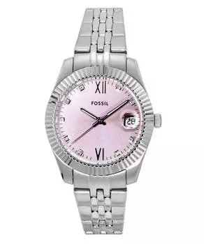 Женские часы Fossil Scarlette из нержавеющей стали с розовым циферблатом солнечные лучи , кварцевые ES5403 розовый