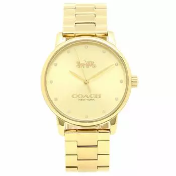 Женские часы Grand 24 мм кварцевые COACH желтое золото 36 мм 14502927 [Coach] [Товар]