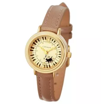 Женские часы, идущие по Черному коту, милый Мокко [Кошачье пианино]