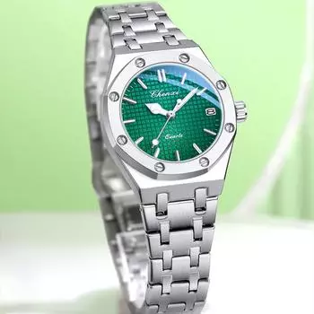 Женские часы из нержавеющей стали, кварцевые часы для женщин, модные водонепроницаемые светящиеся женские наручные часы с датой розовый