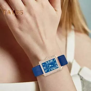 Женские часы Кварцевый механизм Квадратный циферблат со стразами Дисплей с римскими цифрами Сплав Ремешок из искусственной кожи Высокая точность Женские наручные часы Аналоговые часы для свиданий чёрный