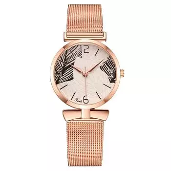 Женские часы Leaf Ladies Watch Женские часы Bow Mesh Strap Quartz Watch розовый