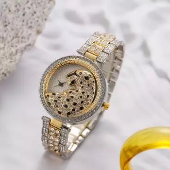 Женские часы Leopard Head Diamonds Quartz Fashion Personality Ladies Jewelry Temperament Bracelet Watch