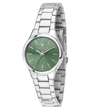 Женские часы Maserati Attrazione из нержавеющей стали с зеленым циферблатом солнечные лучи , кварцевые R8853151508 зелёный/солнечный луч