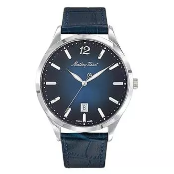 Женские часы Mathey-Tissot Urban с кожаным ремешком и синим циферблатом, кварцевые, D411ABU синий