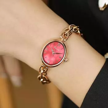 Женские часы модные простые темпераментные ретро овальные студенческие часы Ins стиль браслет для женщин