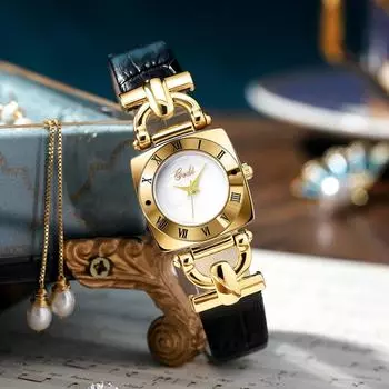 Женские часы Новые европейские ретро римские квадратные циферблаты женские кварцевые поясные часы для женщин