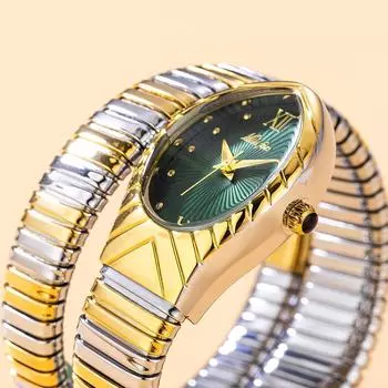 Женские часы Новые кварцевые серпантинные простые женские часы Модные уникальные водонепроницаемые часы с ремешком из нержавеющей стали с браслетом-серпантином серебряный/белый