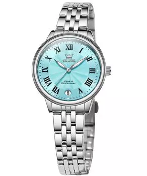 Женские часы OLEVS, кварцевые, милые, легкие, женские часы из нержавеющей стали, водонепроницаемые, светящиеся, подарочные часы для женщин (синий)