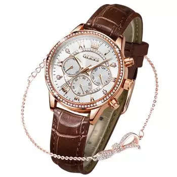 Женские часы OLEVS, популярные милые женские часы, стильные кварцевые наручные часы с кожаным ремешком и бриллиантами, водонепроницаемые, легкие, тонкие, светящиеся часы для женщин