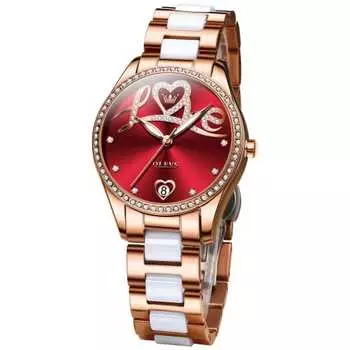 Женские часы OLEVS, японский механизм, автоматический завод, механические наручные часы, популярные, стильные, высококачественная нержавеющая сталь, циферблат с бриллиантами, керамика