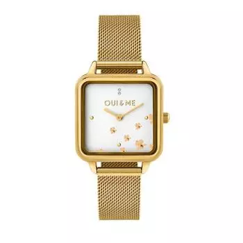 Женские часы Oui & Me Harmonie золотистого тона из нержавеющей стали с сетчатым браслетом и белым циферблатом, кварцевые ME010382 белый