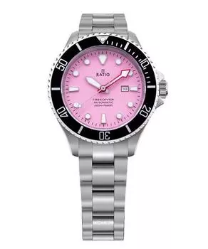 Женские часы Ratio FreeDiver Sapphire из нержавеющей стали с розовым циферблатом и автоматическим механизмом RTFL839 200M конфеты розовый