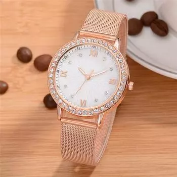 Женские часы Роскошные часы montre femme со стальной сеткой Модные часы с бриллиантовым циферблатом Женские кварцевые часы Женские часы zegarek damski Clock серебряный