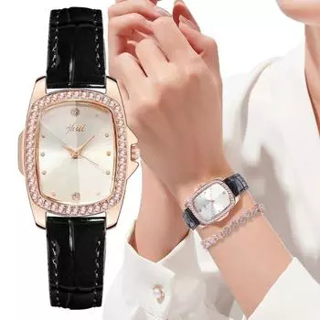 Женские часы Роскошные кварцевые наручные часы Повседневные часы Кожаные часы зелёный/белый