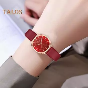 Женские часы с элегантным циферблатом, кварцевые часы, классический ремешок из искусственной кожи, модные женские наручные часы для повседневной официальной одежды чёрный