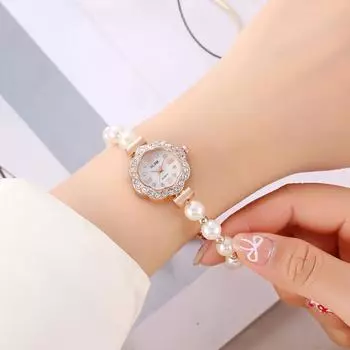 Женские часы с бриллиантами и перламутровым циферблатом, браслет, простые, темпераментные, высококлассные, выдвижной браслет белый