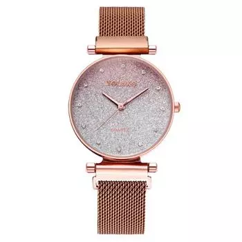 Женские часы с бриллиантами и постепенным изменением, магнитные женские часы с ленивым кварцевым магнитом, магнитная обработка, настройка белый