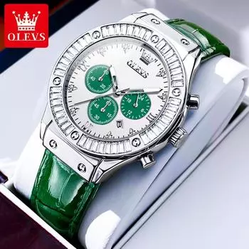 Женские часы с бриллиантами из циркония, ослепительные с многофункциональным циферблатом, элегантные модные оригинальные кварцевые часы для женщин серебряный/белый