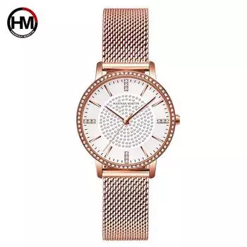 Женские часы с бриллиантами, японские кварцевые наручные часы со стразами, роскошные женские деловые часы Relogio Feminino