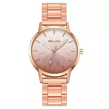 Женские часы с циферблатом в виде цветка и градиентным рельефом Женские часы с кварцевым стальным ремешком