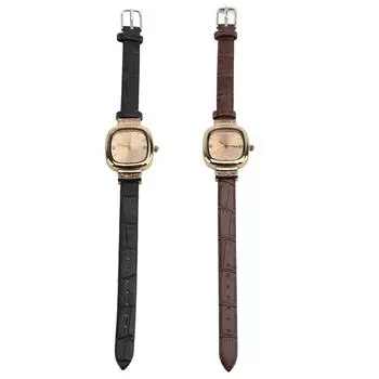 Женские часы с кожаным ремешком, элегантные, изящные, классические, винтажные, ретро, женские кварцевые часы, подарок Coffee