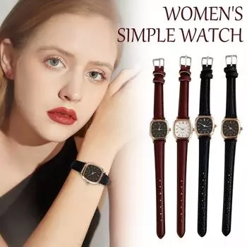 Женские часы с кожаным ремешком, аналоговые кварцевые модные темпераментные женские часы One Size