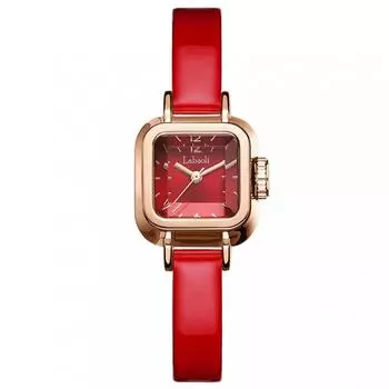 Женские часы с квадратной ручкой, маленькие, стильные, водонепроницаемые, с кожаным ремешком, простые, брендовые, милые, повседневные, красные часы для женщин, подарок для старшеклассников, красные женские часы