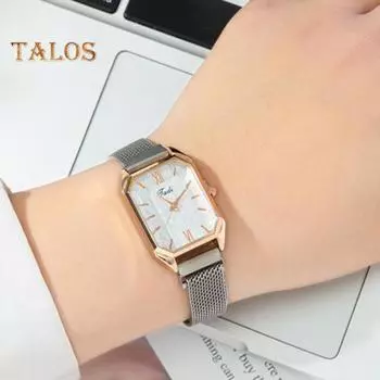 Женские часы с кварцевым механизмом, квадратный циферблат, магнитная сетка, римский номер, проверка времени, высокая точность, женские повседневные наручные часы, часы для свиданий