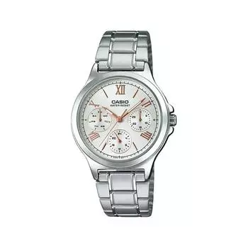 Женские часы с несколькими циферблатами серебристые, Silver Multi-Dial Women s Watch, Casio
