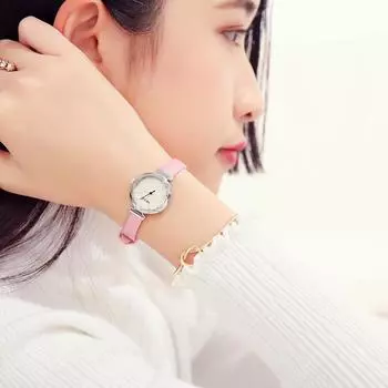 Женские часы с ремешком, простые, с маленьким циферблатом, женские, простые, модные, из искусственной кожи, женские часы
