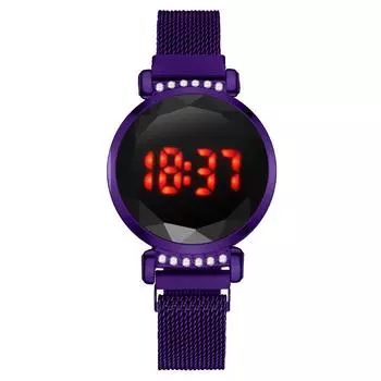 Женские часы с сенсорным экраном и светодиодом Diamond, женские часы с ленивым магнитом, модель с железным магнитом, электронные часы с обработкой на заказ красный