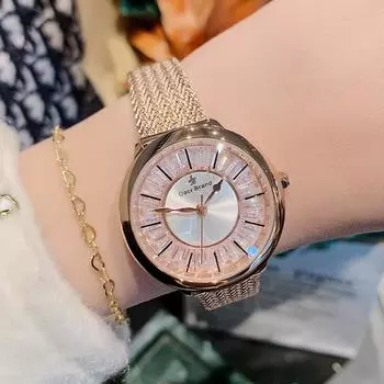 Женские часы с сетчатой цепочкой, новые женские кварцевые часы с плетеным ремешком, простые повседневные модные темпераментные часы для женщин