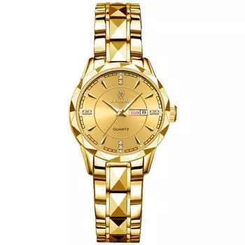 Женские часы Seiko Analog Copy Watch Women Lighting Date Day of the Week Водонепроницаемые часы Легко читаемый циферблат из нержавеющей стали Регулируемый уровень Золото