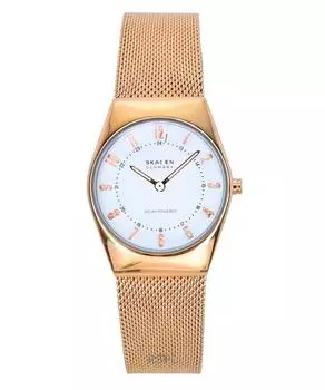 Женские часы Skagen Grenen Lille Rose Gold Tone из нержавеющей стали с белым циферблатом Solar SKW3078 белый