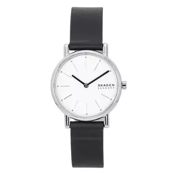 Женские часы Skagen Signatur Lille с кожаным ремешком, белый циферблат, кварцевые SKW3120 белый