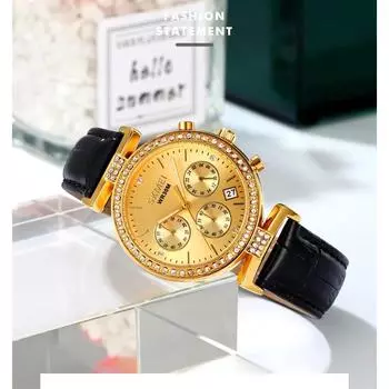 Женские часы водонепроницаемые светящиеся женские часы многофункциональные хронограф алмазный циферблат Reloj Mujer серебряный