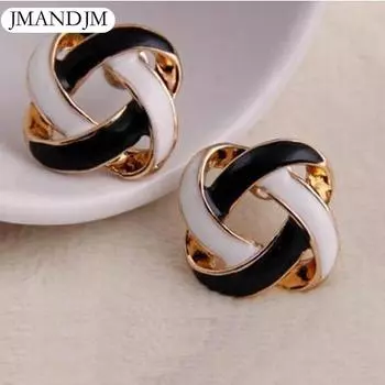 Женские черно-белые простые полые серьги, ювелирные изделия для ушей 1 Pair