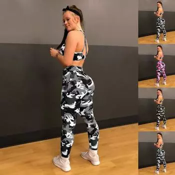 Женские черные эластичные леггинсы с камуфляжным принтом для йоги, фитнеса, бега, спортзала, спортивных активных брюк XS чёрный