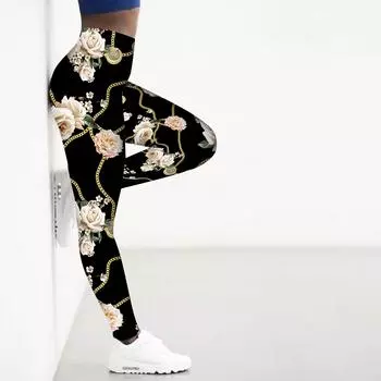Женские черные цепочные розовые принты эластичные леггинсы для йоги фитнеса бега спортзала активного отдыха брюки XS красный