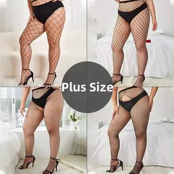 Женские черные чулки большого размера, колготки с открытой промежностью, чулки больших размеров, сексуальные белые колготки, женское нижнее белье 6xl Plus Size