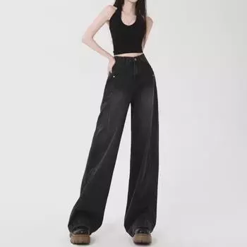 Женские черные джинсы с высокой талией и широкими штанинами, облегающий крой, весна/осень 2024 г. Niche Design M